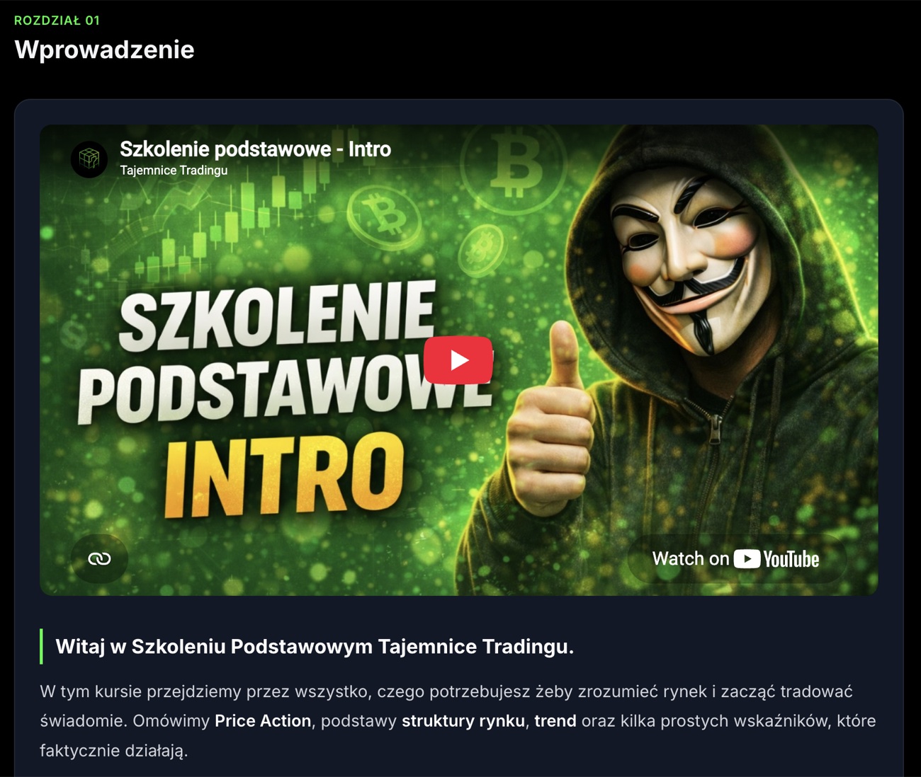 Lekcja szkolenia podstawowego z materialem wideo